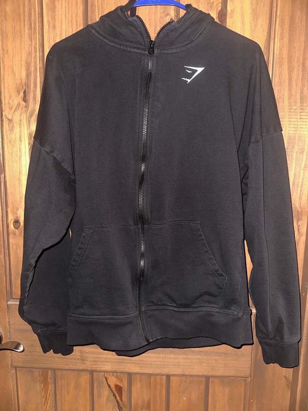 Gymshark Zip Up Hoodie Size S Black Oversized Pockets